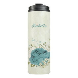 Blaue Blumen Grüne Hochzeit Thermosbecher