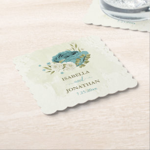 Blaue Blumen Grüne Hochzeit Untersetzer