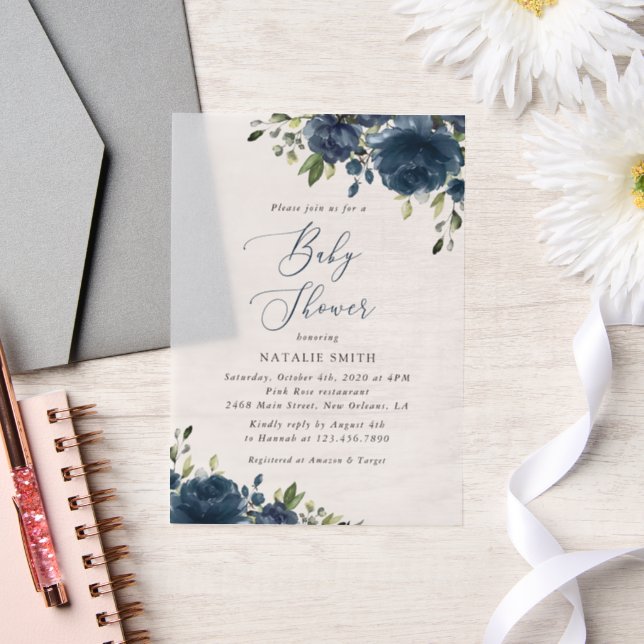 Blaue Blumen, Grünpflanzen, Boho, Babydusche (Hochzeit)