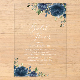 Blaue Blumen, Grünpflanzen, Boho, Brautparty Acryleinladungen
