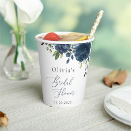 Blaue Blumen, Grünpflanzen, Boho, Brautparty Pappbecher