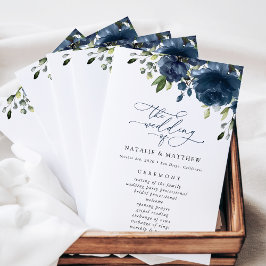 Blaue Blumen, Grünpflanzen, Boho, Hochzeitsprogram