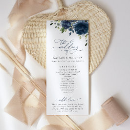 Blaue Blumen, Grünpflanzen, Boho, Hochzeitsprogram Programm