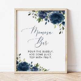 Blaue Blumen, Grünpflanzen, Boho, Momosa Bar Poster