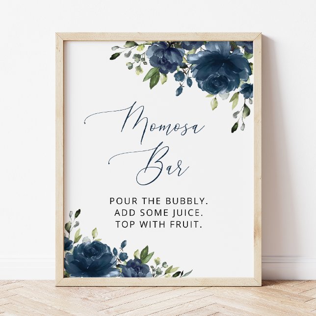 Blaue Blumen, Grünpflanzen, Boho, Momosa Bar Poster (Von Creator hochgeladen)