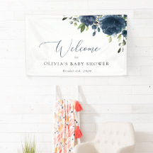 Blaue Blumen, Grünzeug, Babyparty Willkommen
