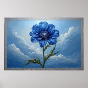 🌼 Blaue Blumen Himmel Wandkunst Für Ruhige Heimde Poster