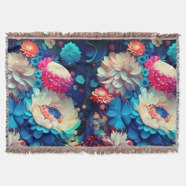 Blaue Blumen Hintergrund-1 Decke (Vorderseite)