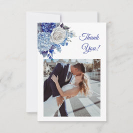 Blaue Blumen - Hochzeit- Dankeskarte