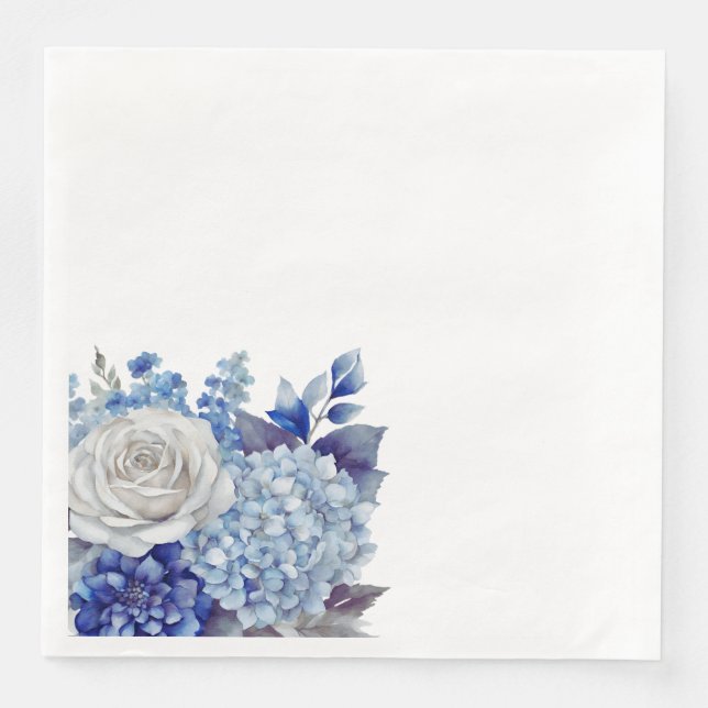 Blaue Blumen - Hochzeit- Serviette (Vorderseite)