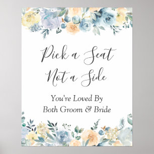 Blaue Blumen Hochzeit Wähle ein Sitzplatz Schild