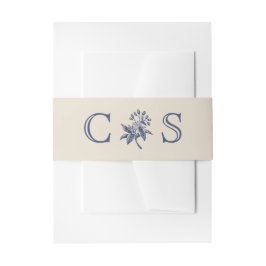 Blaue Blumen Hochzeitmonogramm Einladungsbanderole