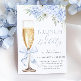 Blaue Blumen-Hochzeits-Brunch-Einladung Einladung