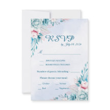 Blaue Blumen-Hochzeits-RSVP-Antwortkarte