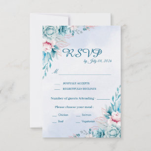 Blaue Blumen-Hochzeits-RSVP-Antwortkarte RSVP Karte