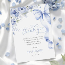 Blaue Blumen-Hochzeitsdusche-Dankeskarten mit Schl