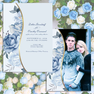 Blaue Blumen-Hochzeitseinladung mit individuellem Einladung