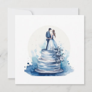 Blaue Blumen Hochzeitstorte Speichern Save The Date