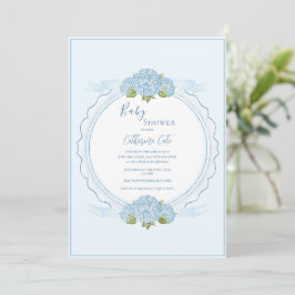 Blaue Blumen-Hortensien Elegante Babyparty  Einladung