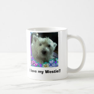 blaue Blumen, i-Liebe mein Westie!! Kaffeetasse