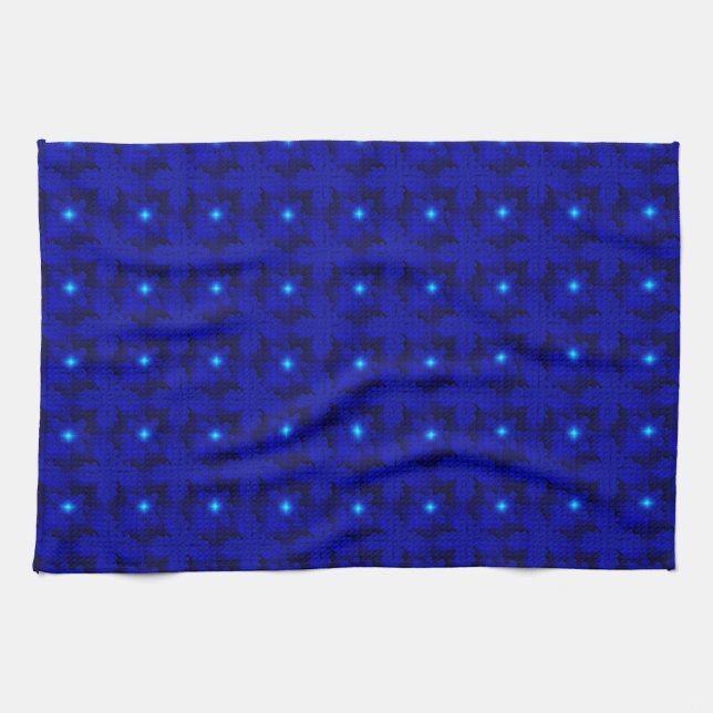 Blaue Blumen in 3D , Artdeco Geschirrtuch (Horizontal)