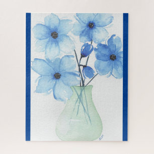 Blaue Blumen in einer Vase-Mitteilungskarten