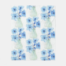Blaue Blumen in einer Vase-Mitteilungskarten Fleecedecke