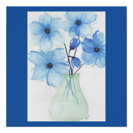 Blaue Blumen in einer Vase-Mitteilungskarten Poster