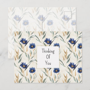Blaue Blumen In Gedanken an dich Postkarte