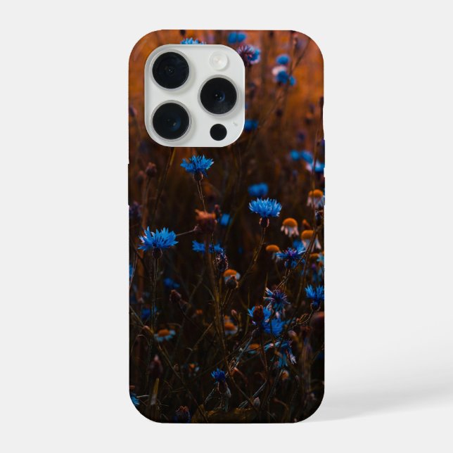 Blaue Blumen iPhone 15 Pro Hülle (Rückseite)