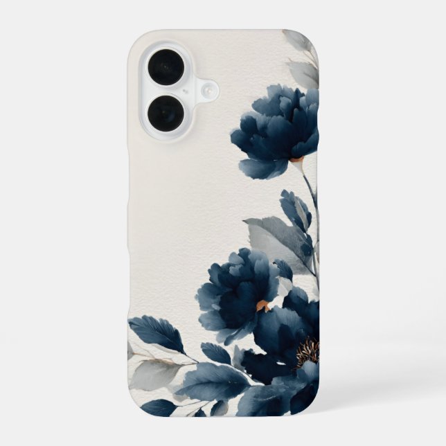 Blaue Blumen  iPhone 16 Hülle (Rückseite)