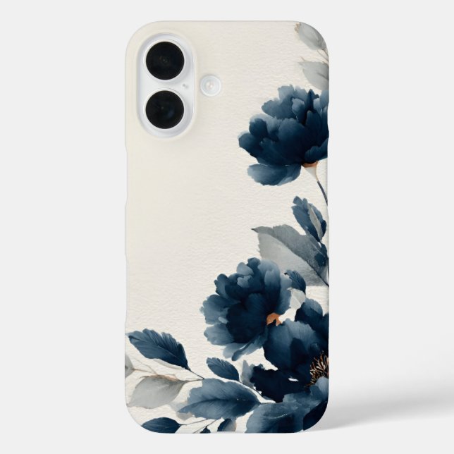 Blaue Blumen  iPhone 16 Hülle (Rückseite)