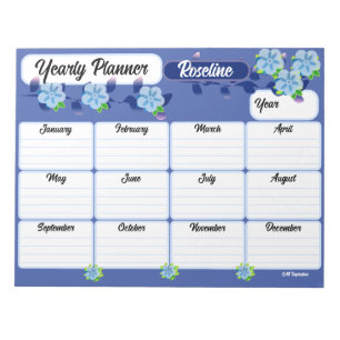 Blaue Blumen Jahresplaner Notepad Notizblock