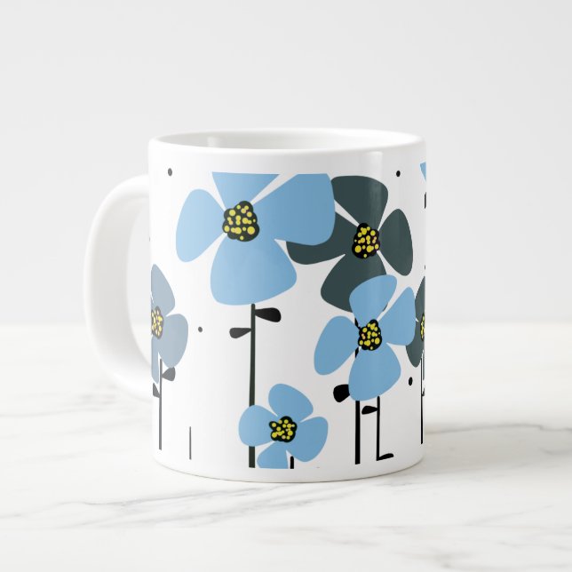 Blaue Blumen Jumbo-Tasse (Vorderseite Links)