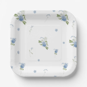 Blaue Blumen-Jungen-Baby-in-aufblühen-Baby-Party Pappteller