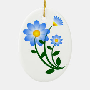 BLAUE BLUMEN KERAMIK ORNAMENT