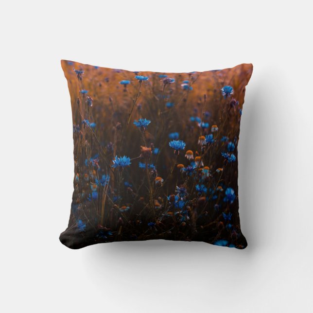 Blaue Blumen Kissen (Vorderseite)
