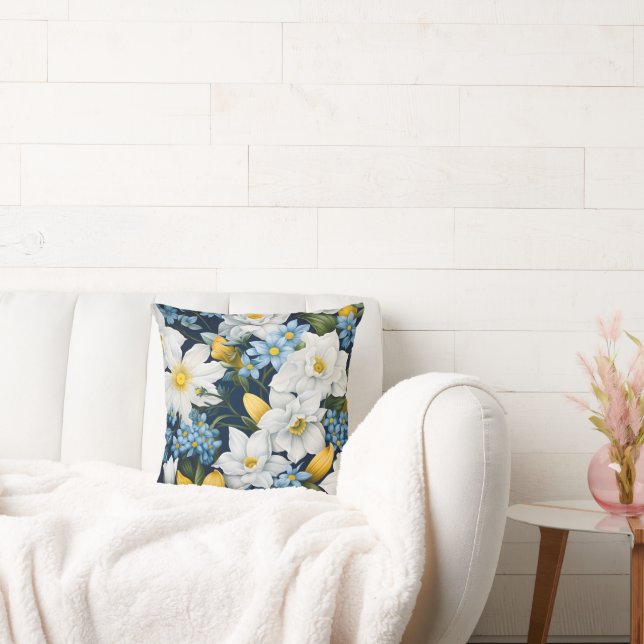 Blaue Blumen Kissen (Liege)