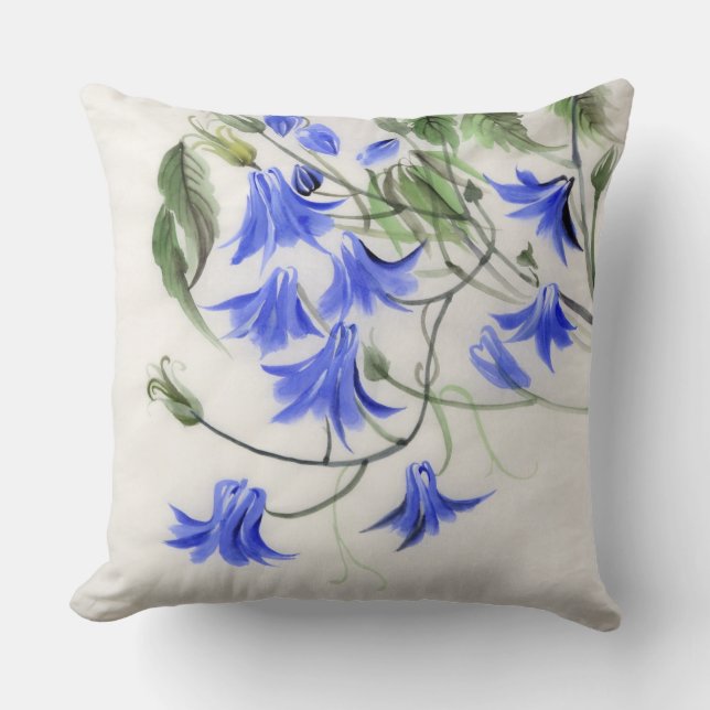 Blaue Blumen Kissen (Vorderseite)