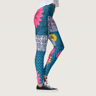 blaue Blumen-Langleggings Leggings