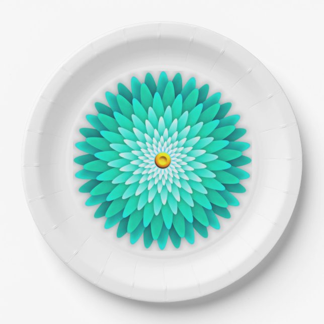 Blaue Blumen-Mandala-68566-Papierteller Pappteller (Vorderseite)