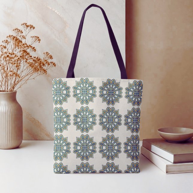 Blaue Blumen-Mandala Tasche (Von Creator hochgeladen)