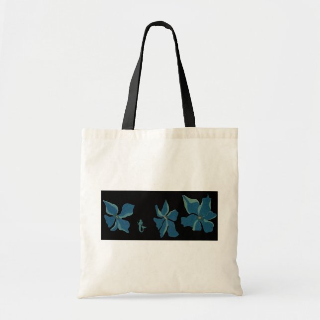 Blaue Blumen mit Meerjungfrau Tragetasche (Vorne)