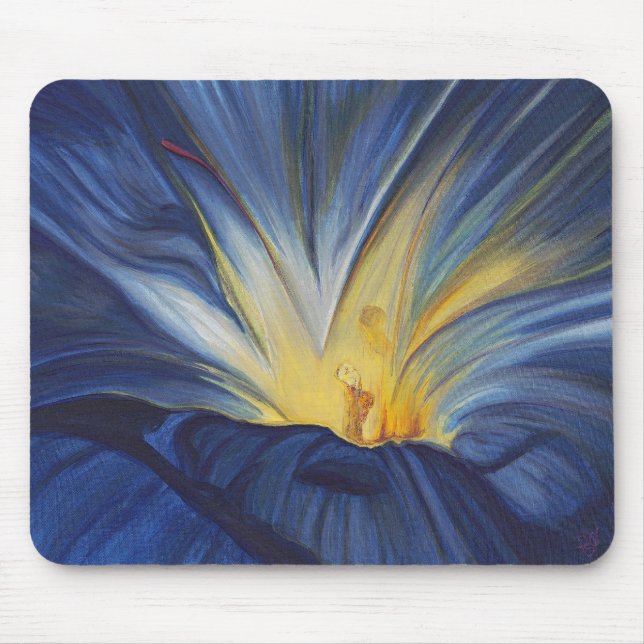 Blaue Blumen-Mitte Mousepad (Vorne)
