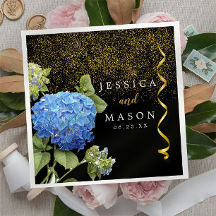 Blaue Blumen Moderner Hochzeitcocktail Napkins Serviette