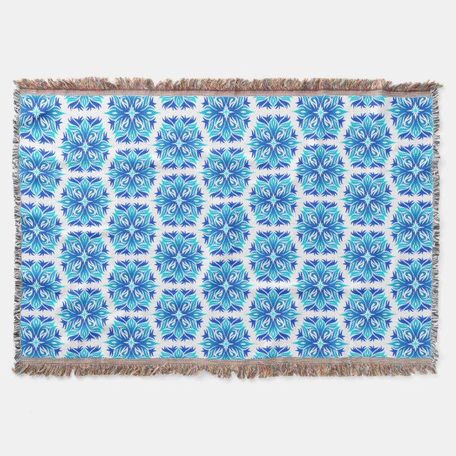 Blaue Blumen, Muster der Blume, Blumenmuster Decke (Vorderseite)