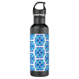 Blaue Blumen, Muster der Blume, Blumenmuster Edelstahlflasche