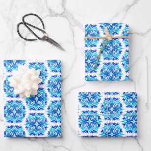 Blaue Blumen, Muster der Blume, Blumenmuster Geschenkpapier Set