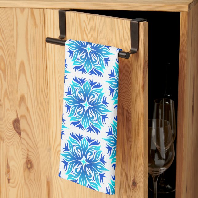 Blaue Blumen, Muster der Blume, Blumenmuster Geschirrtuch (Drittel gefaltet)