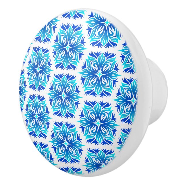 Blaue Blumen, Muster der Blume, Blumenmuster Keramikknauf (Rechts)